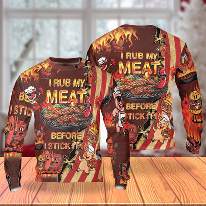 Funny BBQ Grilling Pig Sweatshirt – Colorful Graphic 3D All Over Print Design