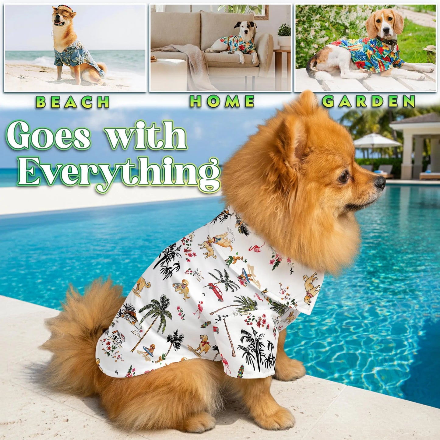 Cute Golden Retriever Beach Print Matching Dog Owner Hawaiian Shirts, Funny Pet Aloha Shirt for Beach Vacation - Azhawaiian