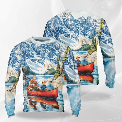 Rowing Boat Fishing Sweatshirt – Colorful Graphic 3D All Over Print Design