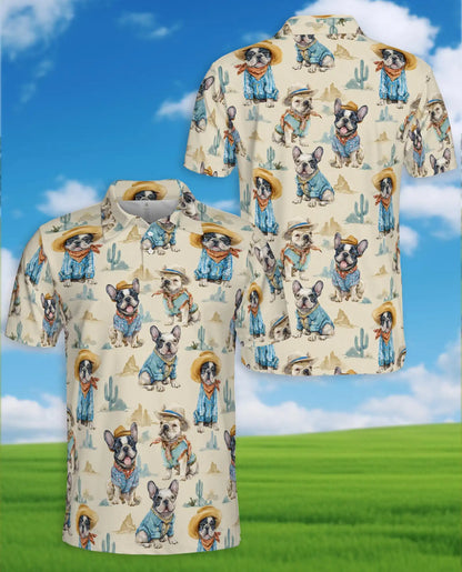 French Bulldog Cowboy Polo Shirt - Western Desert Dog Style | Azhawaiian