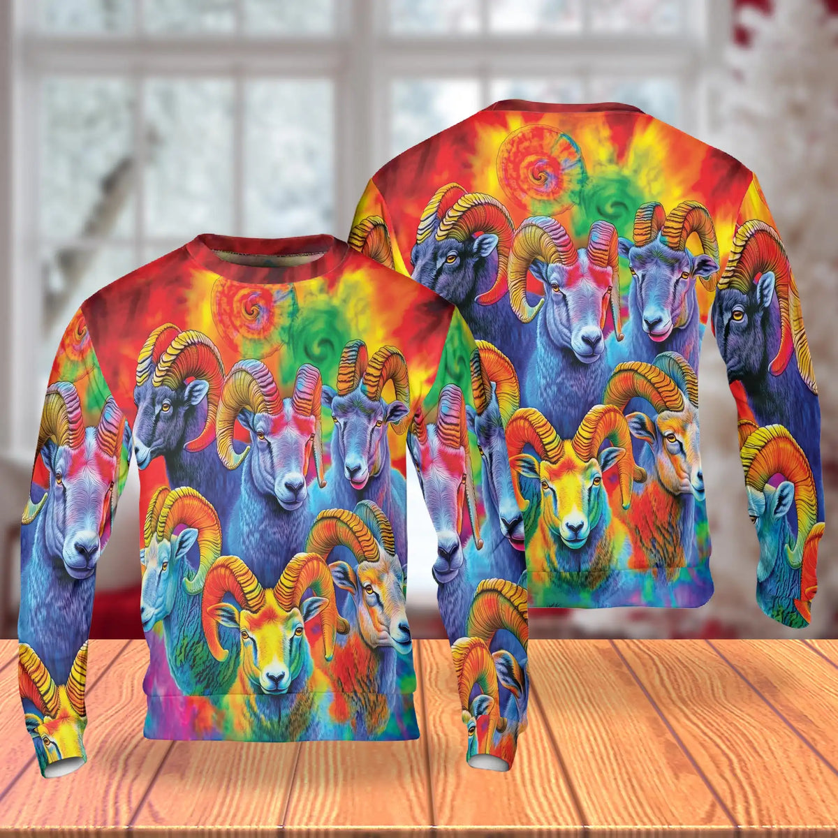 Colorful Bighorn Sheep Sweatshirt – Colorful Graphic 3D All Over Print Design