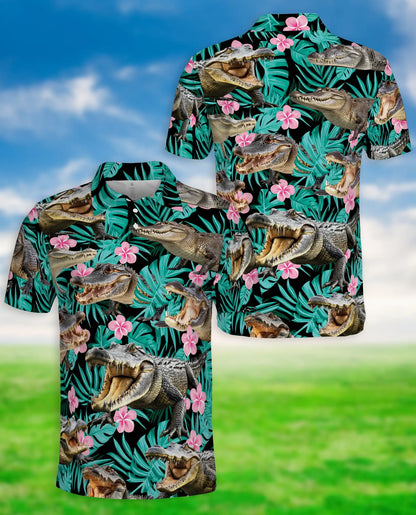 Alligator Tropical Hawaiian Polo Shirt for Men | Azhawaiian