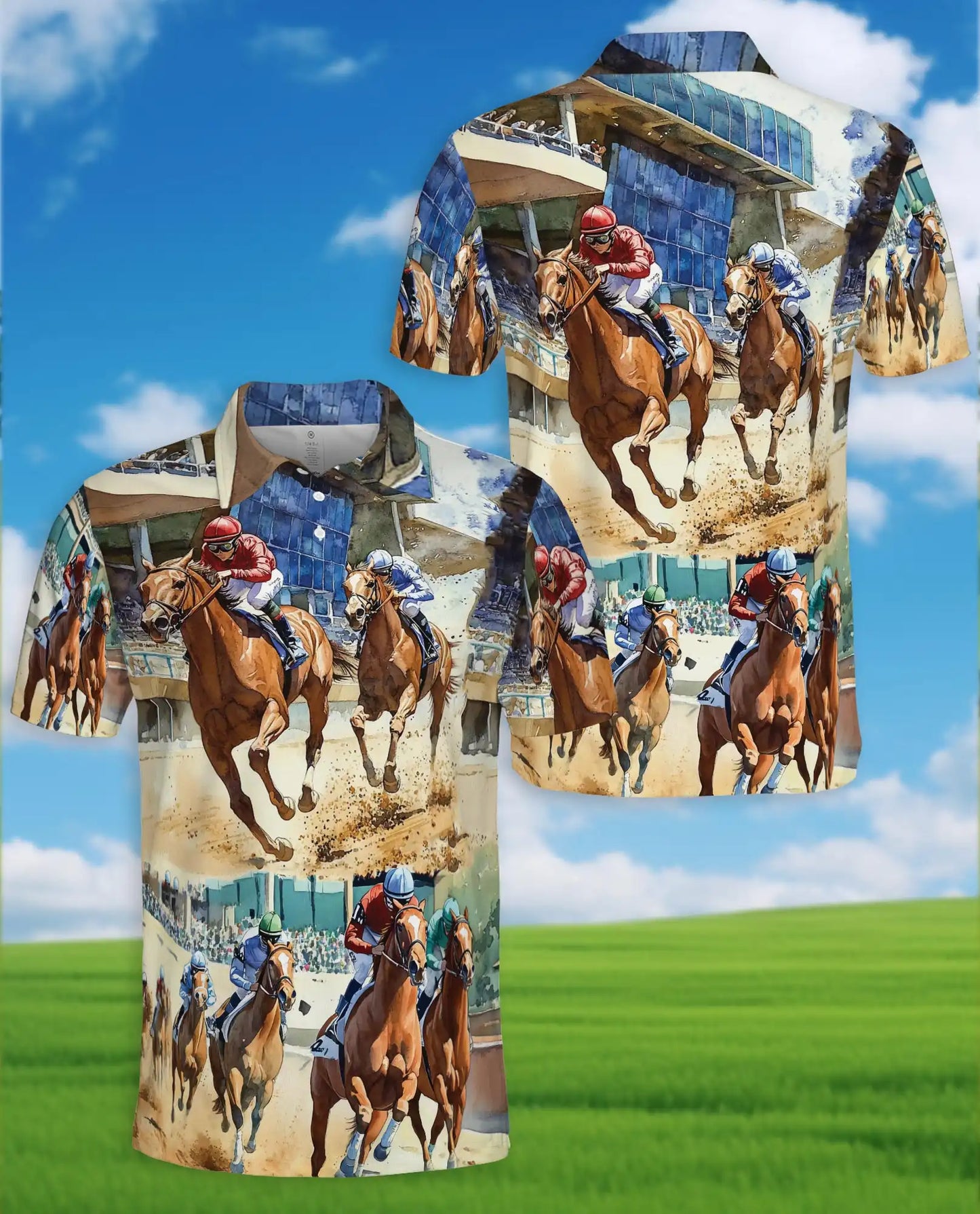 Horse Racing Polo Shirt Print | Azhawaiian