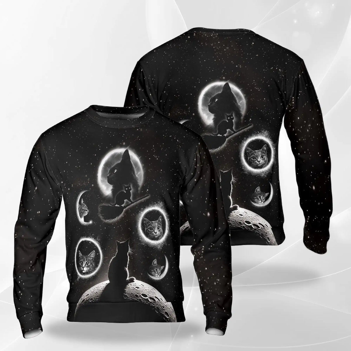 Black Cat Moonlight Sweatshirt – Colorful Graphic 3D All Over Print Design