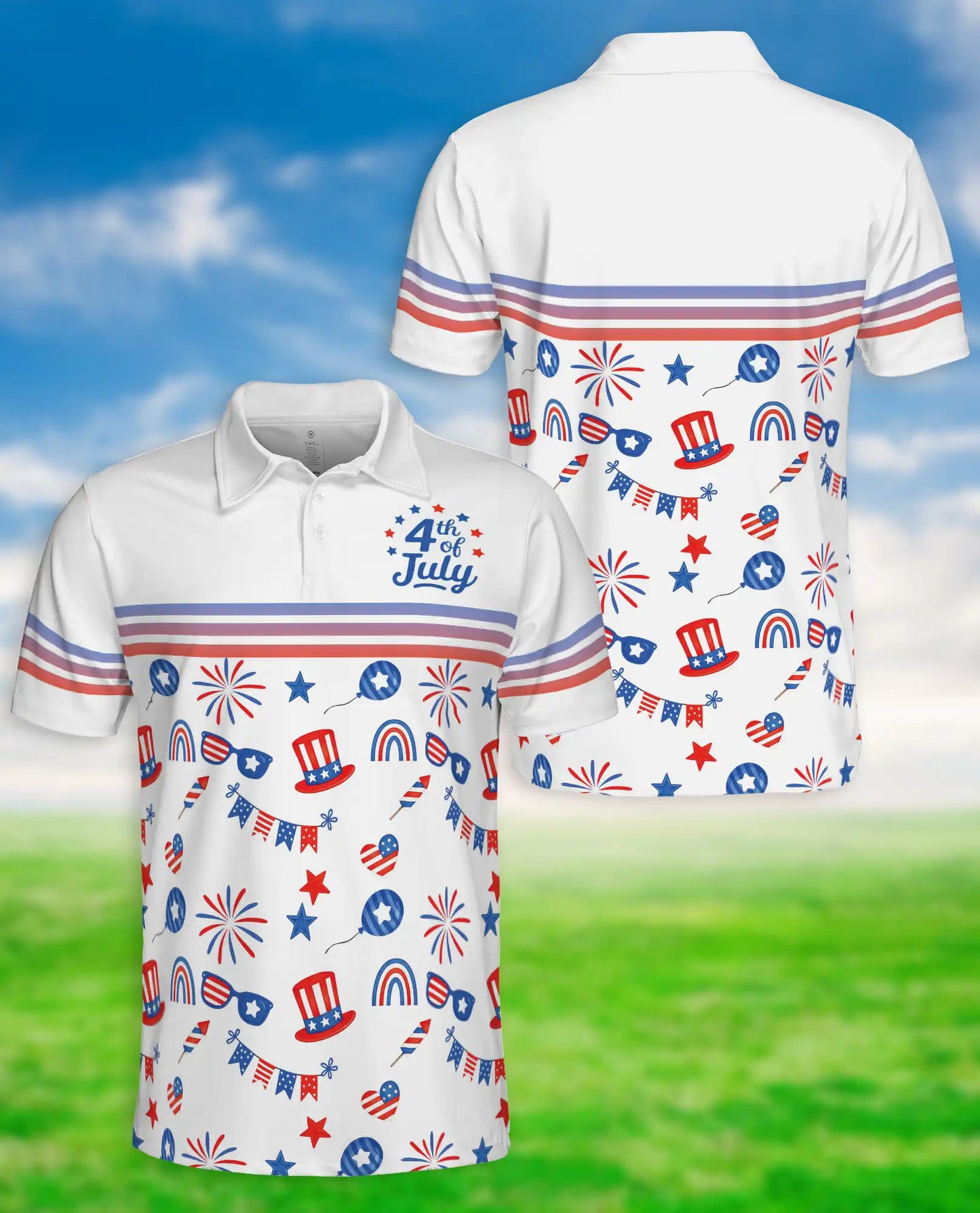 4th Of July Patriotic Celebration Polo Shirt for Men | Azhawaiian