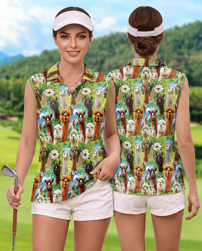 Alpaca Stays Cool Sleeveless Polo Shirt for Women | Azhawaiian