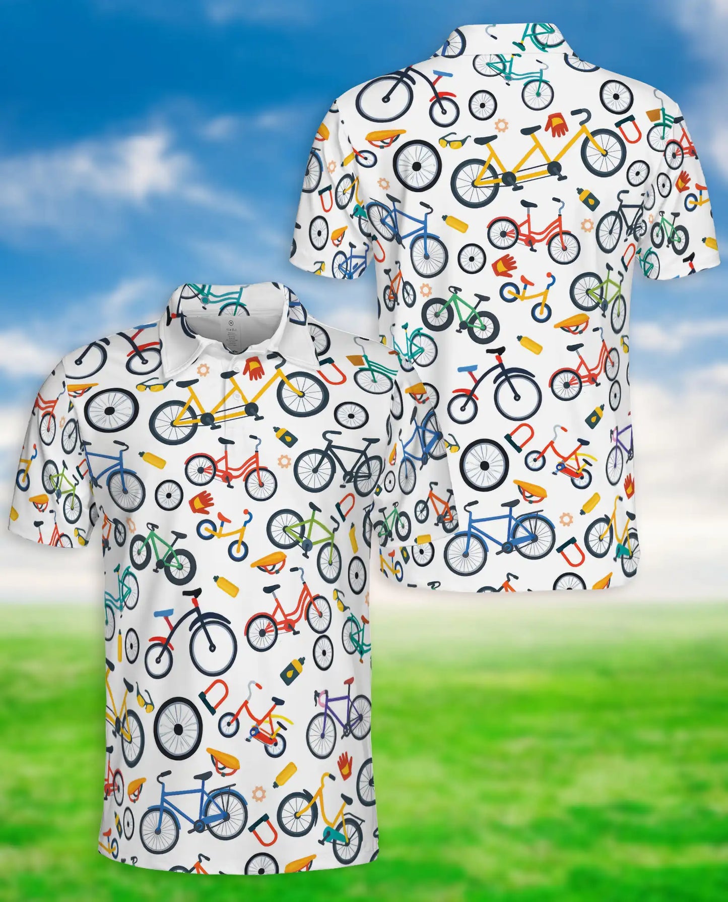 Colorful Bicycle Pattern Polo Shirt-Cycling Lifestyle Bike Lover Design | Azhawaiian