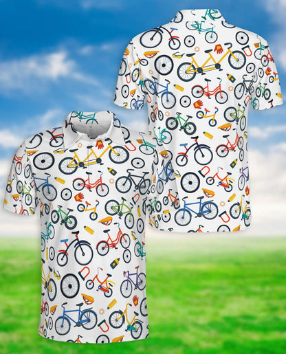Colorful Bicycle Pattern Polo Shirt-Cycling Lifestyle Bike Lover Design | Azhawaiian