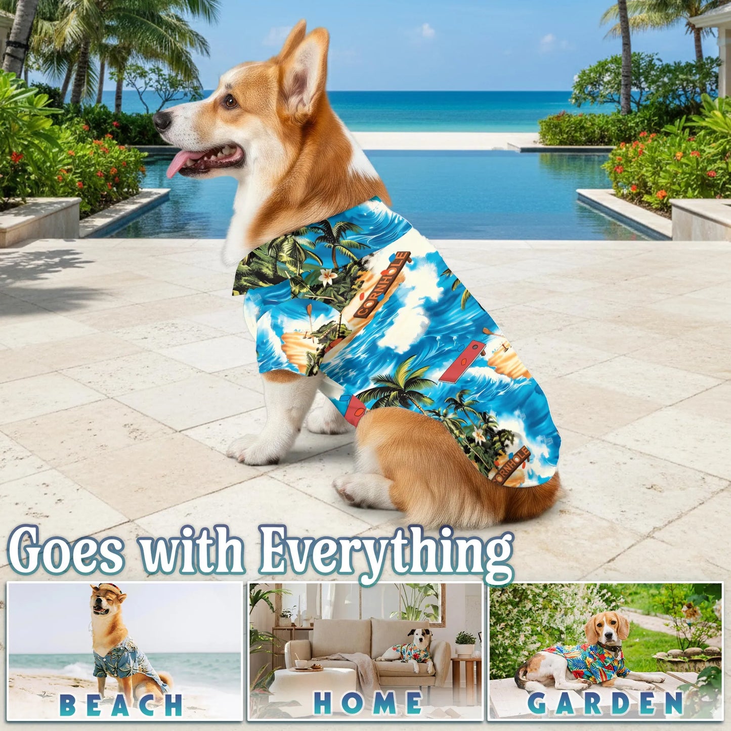 Beach Cornhole Game Summer Matching Dog Owner Hawaiian Shirts, Funny Pet Aloha Shirt for Beach Vacation - Azhawaiian