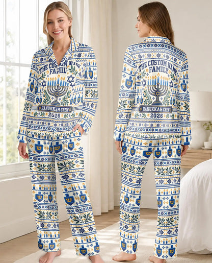 Personalized Hanukkah Family Pajama Set for Women – Custom Family Name & Year