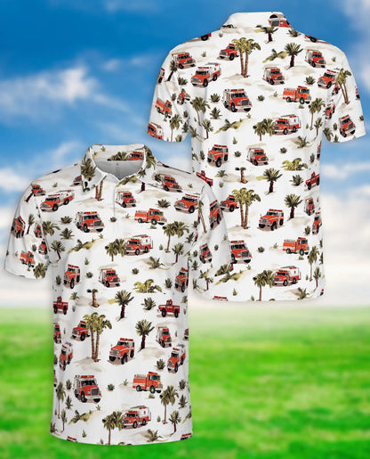 Fire Truck Pattern Polo Shirt | Azhawaiian