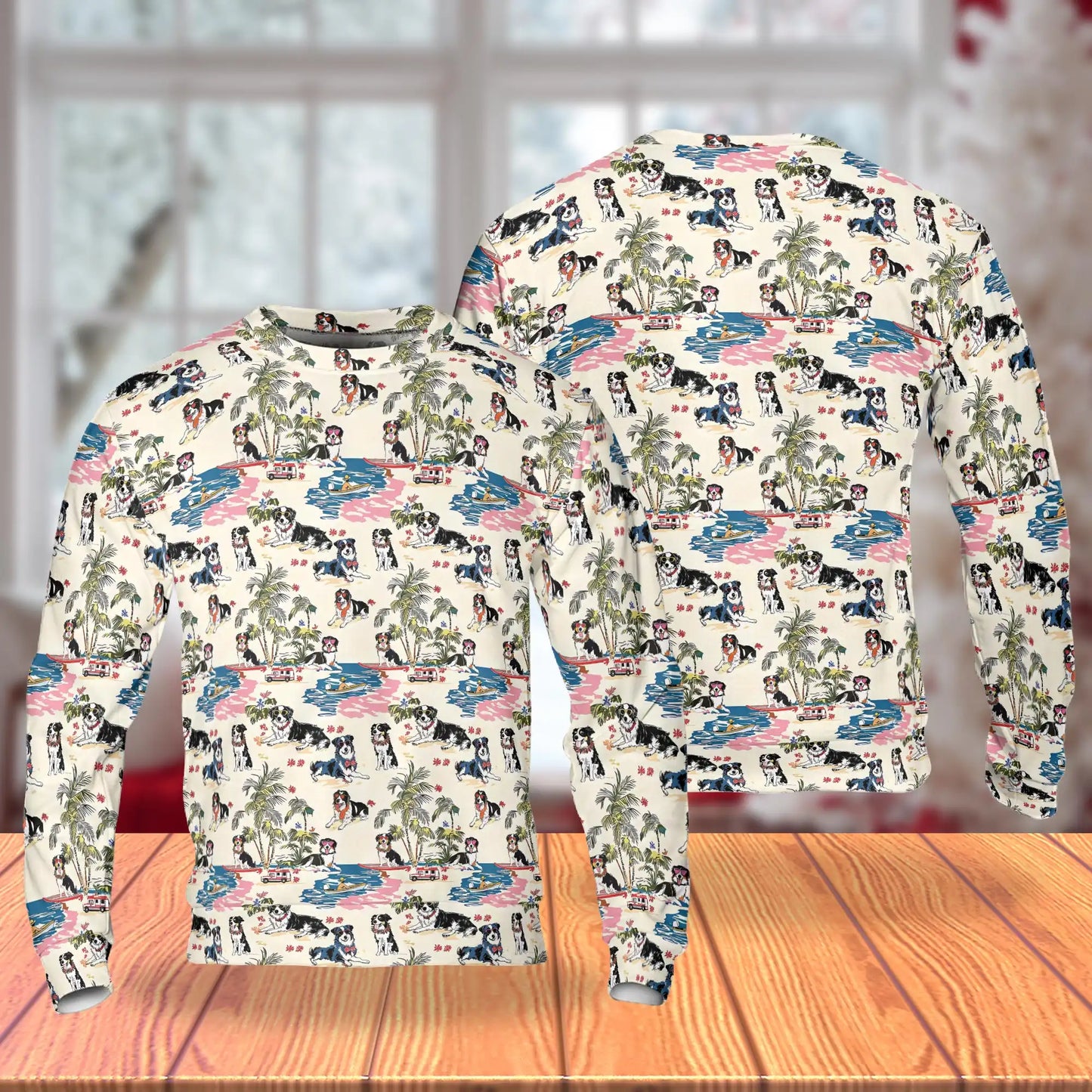 Border Collie Tropical Beach Sweatshirt – Tropical 3D All Over Print Design