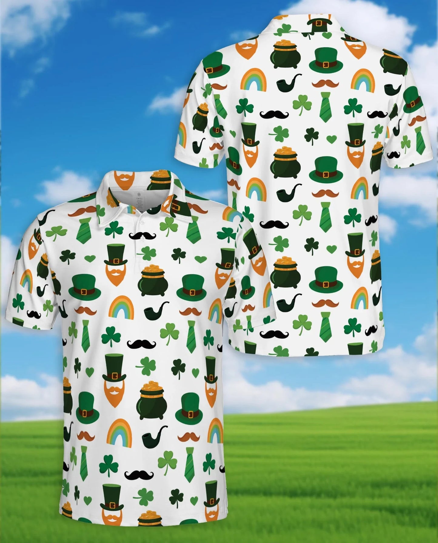 St. Patrick's Day Pattern Polo Shirt for Men, Irish Festival Style | Azhawaiian