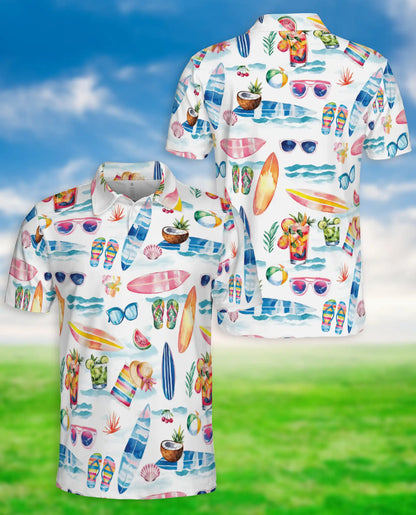 Beach Summer Polo Shirt, Surf & Tropical Print | Azhawaiian