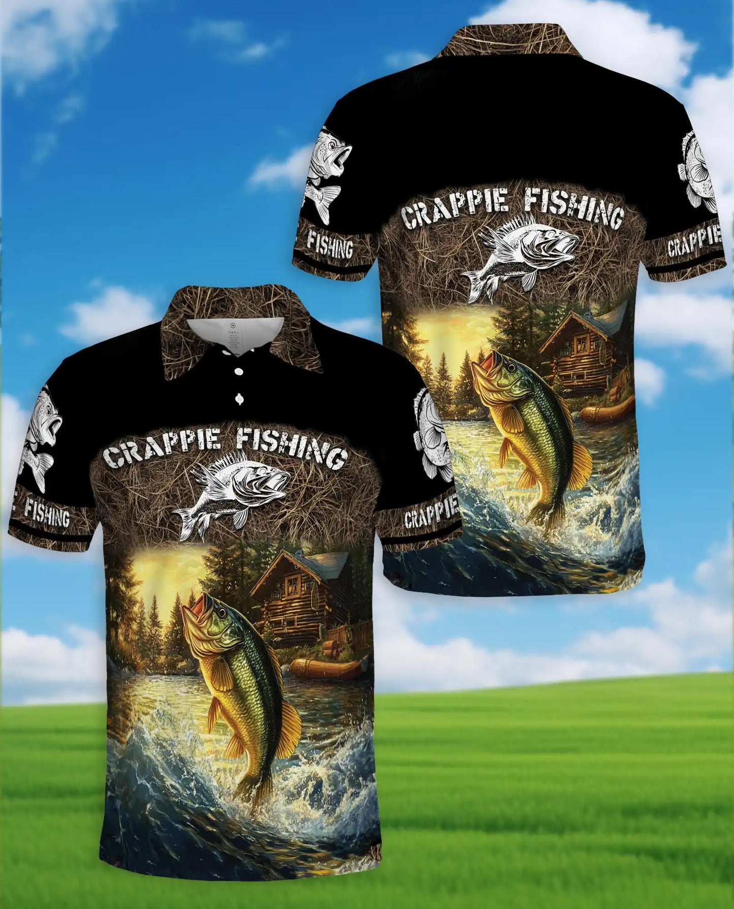 Crappie Fishing Polo Shirt, Bass Lake Outdoor Style | Azhawaiian