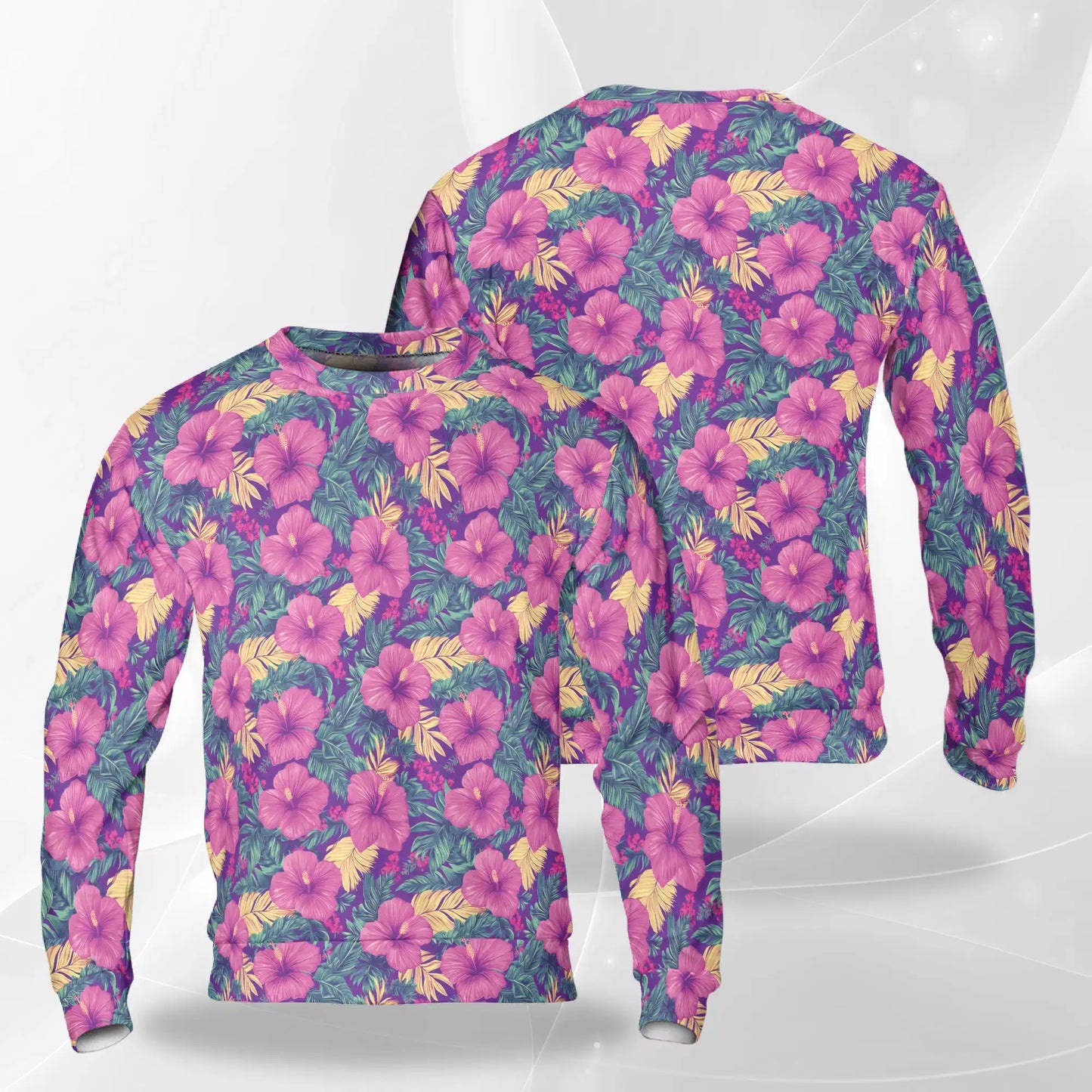 Tropical Hibiscus Purple Sweatshirt – Tropical 3D All Over Print Design
