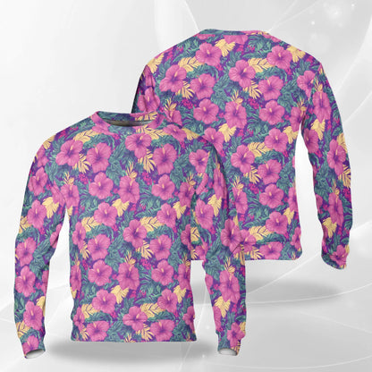Tropical Hibiscus Purple Sweatshirt – Tropical 3D All Over Print Design