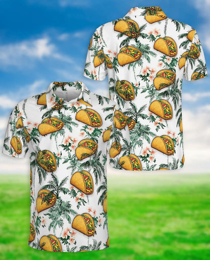 Funny Taco Tropical 3D Polo Shirt for Men, Hawaiian Food Lover Style | Azhawaiian