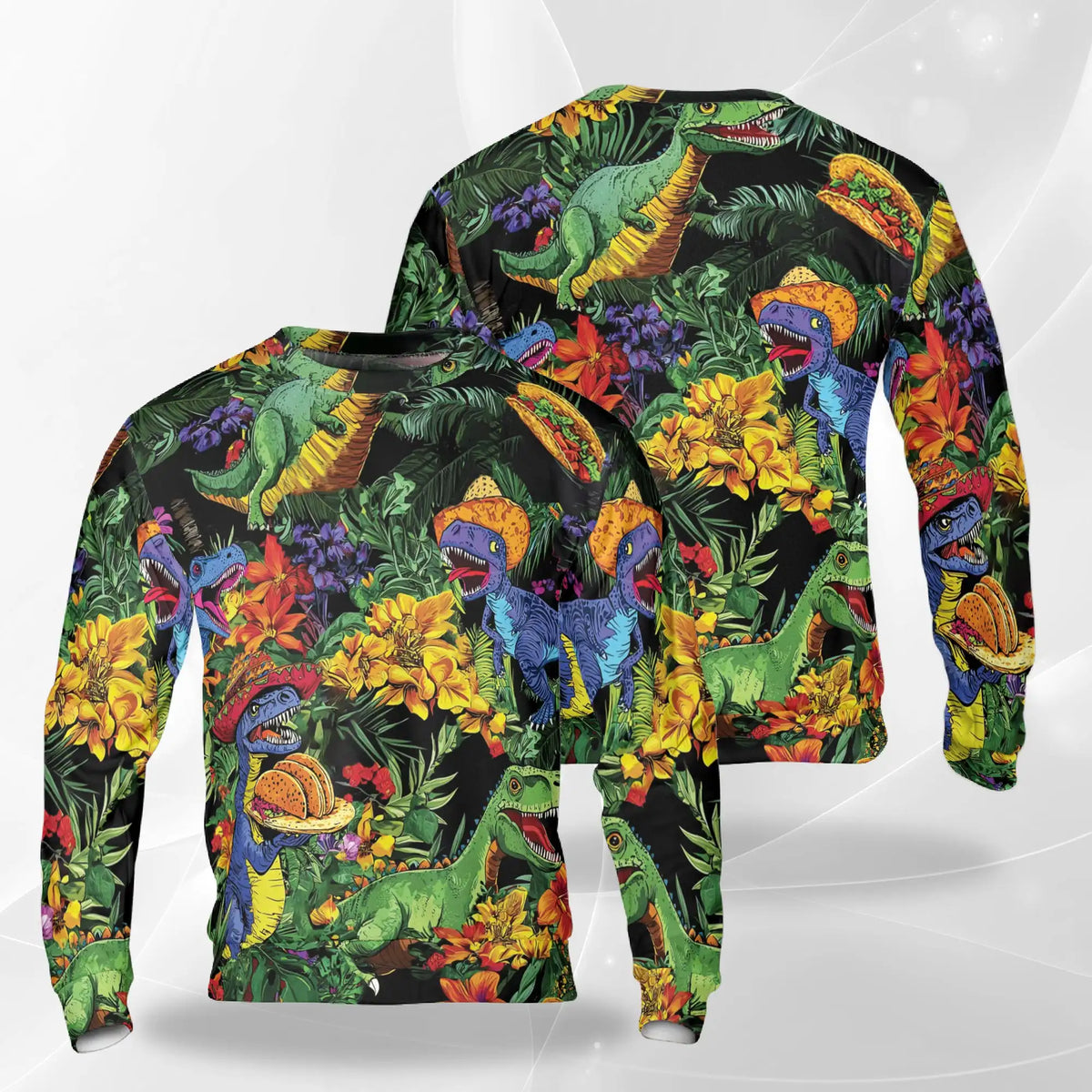 Taco T-Rex Sweatshirt – Colorful Graphic 3D All Over Print Design