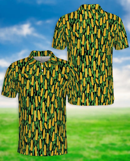 Corn Pattern Hawaiian Polo Shirt for Men | Azhawaiian
