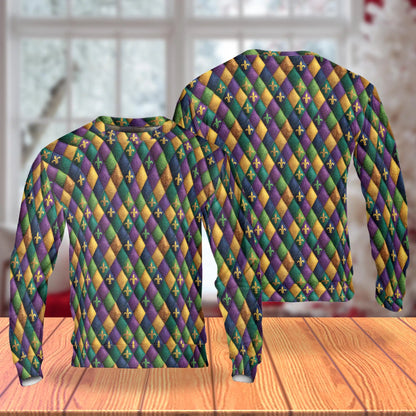 Mardi Gras Harlequin Pattern Sweatshirt – Colorful Graphic 3D All Over Print Design