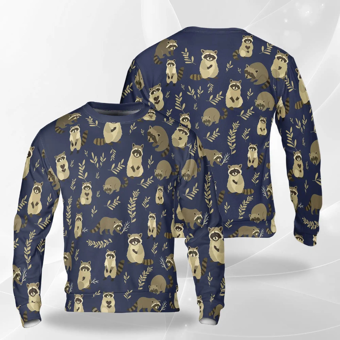 Seamless Raccoon Pattern Sweatshirt – Colorful Graphic 3D All Over Print Design