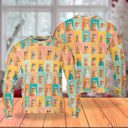 Colorful Cat Pattern Sweatshirt – Colorful Graphic 3D All Over Print Design