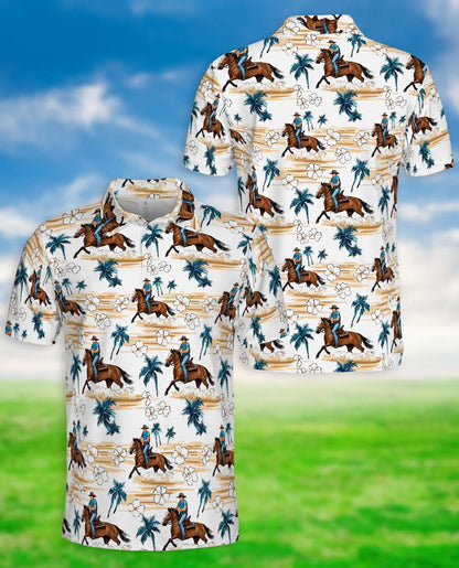 Cowboy Horse Hawaiian 3D Polo Shirt for Men | Azhawaiian