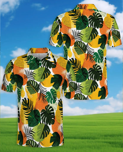 Tropical Citrus Leaf Polo Shirt - Modern Summer Resort Style | Azhawaiian