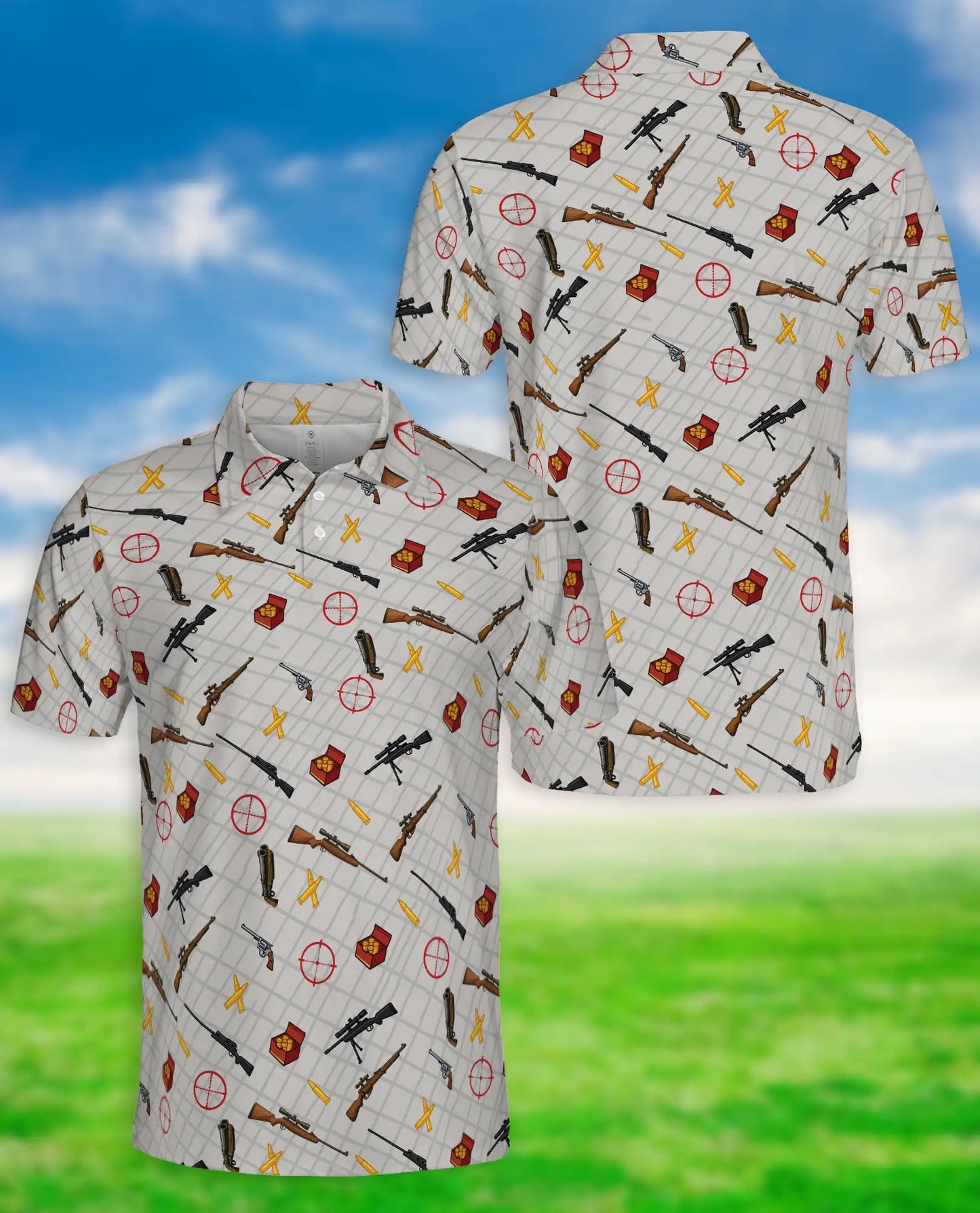 Hunting Shooting Sports Polo Shirt- Ammo Target Print | Azhawaiian