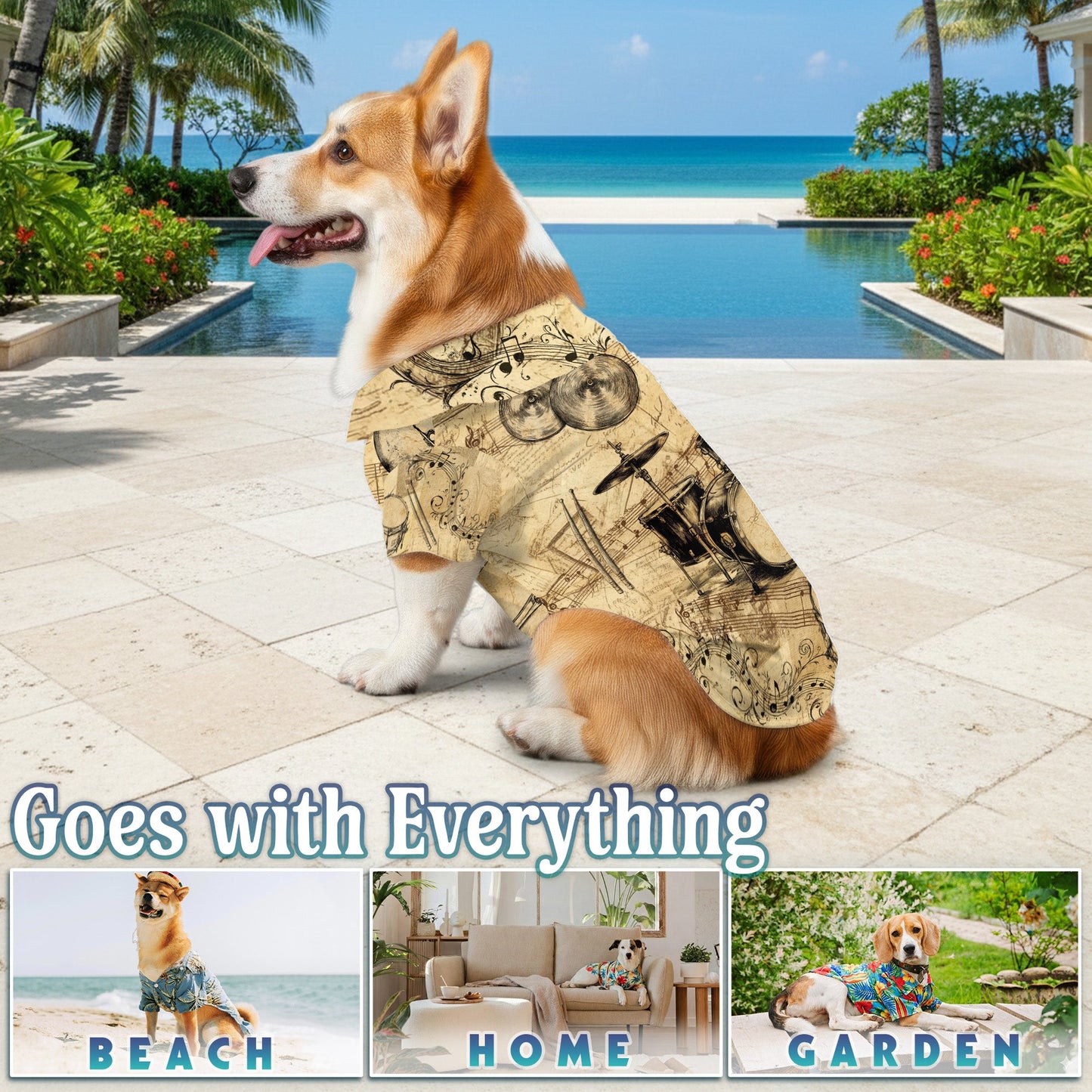 Drum Matching Dog Owner Hawaiian Shirts, Funny Pet Aloha Shirt for Beach Vacation - Azhawaiian