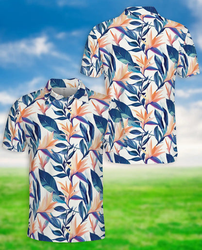 Bird of Paradise Polo Shirt, Tropical Floral Print | Azhawaiian