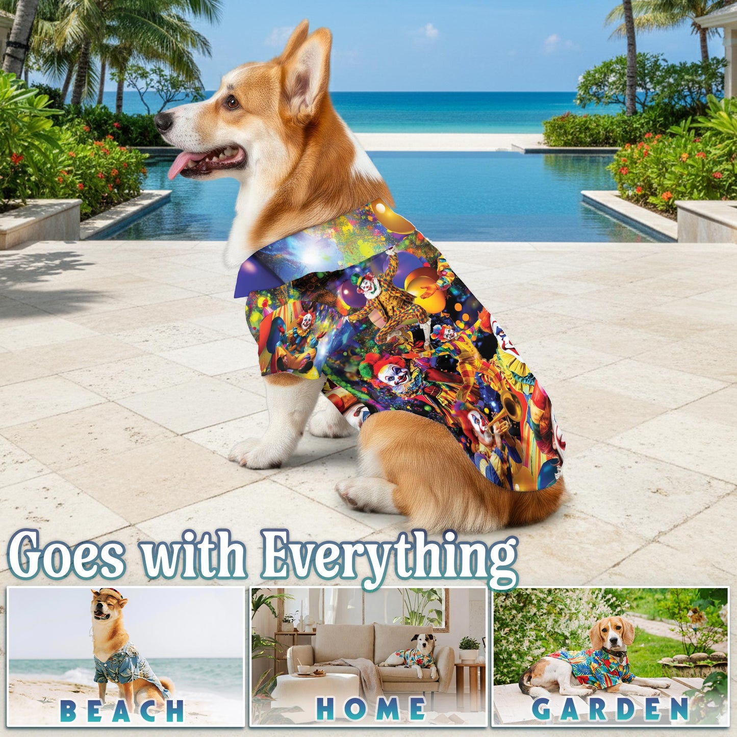 Funny  Clown Matching Dog Owner Hawaiian Shirts, Funny Pet Aloha Shirt for Beach Vacation - Azhawaiian