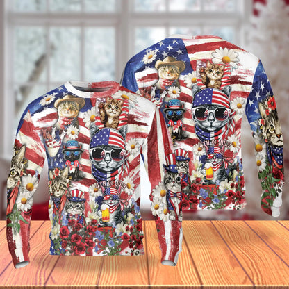 Independence Day Cute Kittens Sweatshirt – Colorful Graphic 3D All Over Print Design