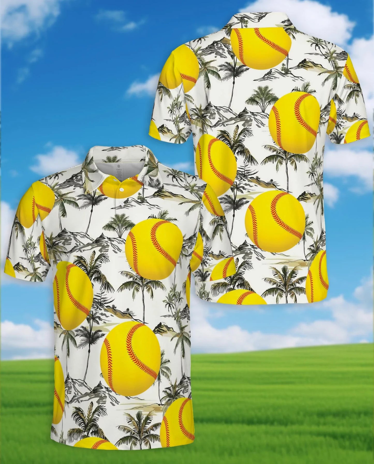 Softball Tropical Polo Shirt for Men, Summer Sports Style | Azhawaiian