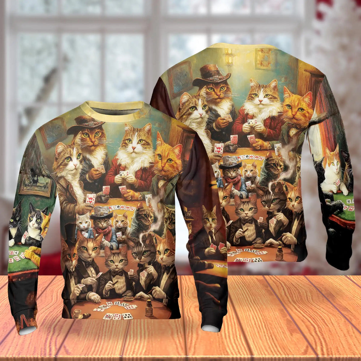 Cats Playing Poker Sweatshirt – Colorful Graphic 3D All Over Print Design