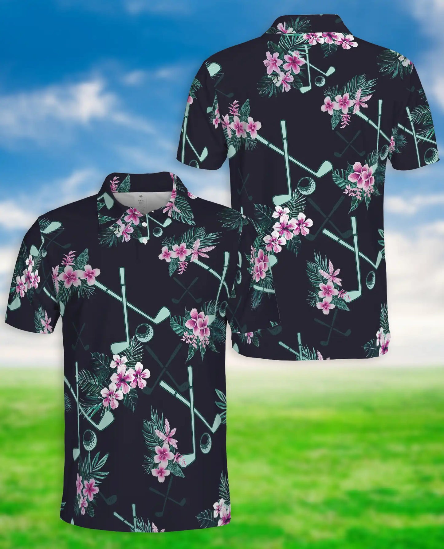 Golf Tropical Polo Shirt, Floral Fairway Print | Azhawaiian