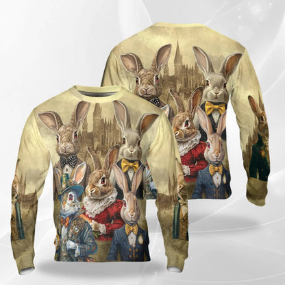 Vintage Rabbit Art Sweatshirt – Vintage 3D All Over Print Design