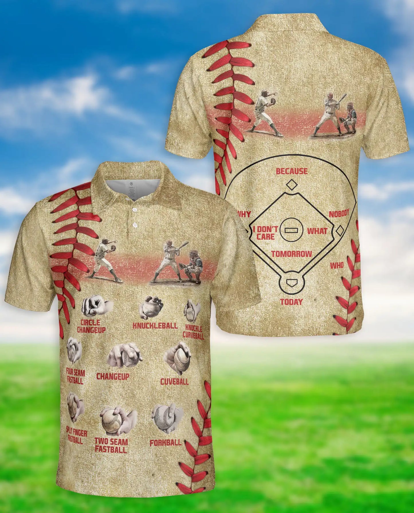 Baseball Pitch Types Polo Shirt, Vintage Style | Azhawaiian
