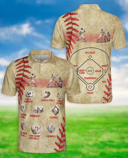 Baseball Pitch Types Polo Shirt, Vintage Style | Azhawaiian