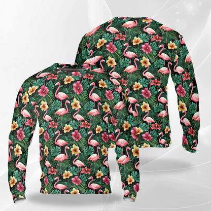 Flamingo Hibiscus Sweatshirt – Tropical 3D All Over Print Design