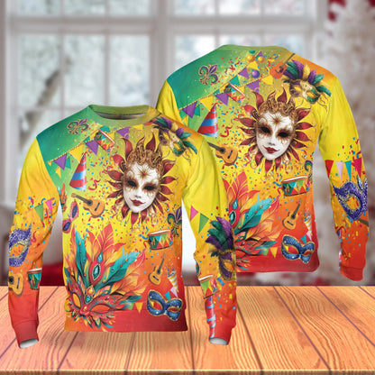 Colorful Masquerade Party Sweatshirt – Colorful Graphic 3D All Over Print Design