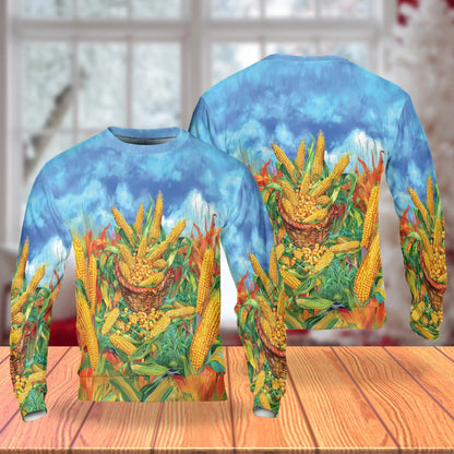 Corn Sweatshirt – Colorful Graphic 3D All Over Print Design
