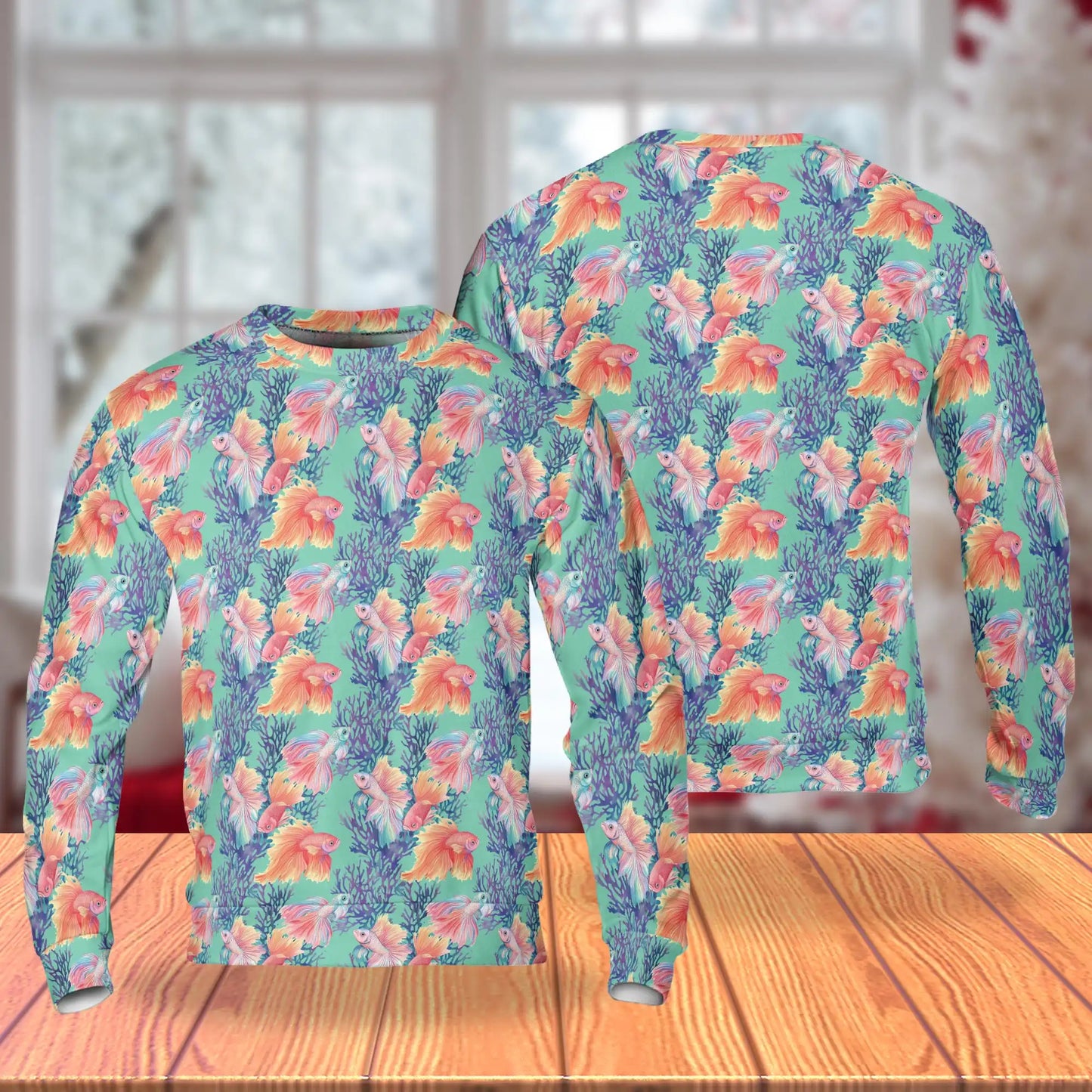 Golden Fish Pattern Sweatshirt – Tropical 3D All Over Print Design