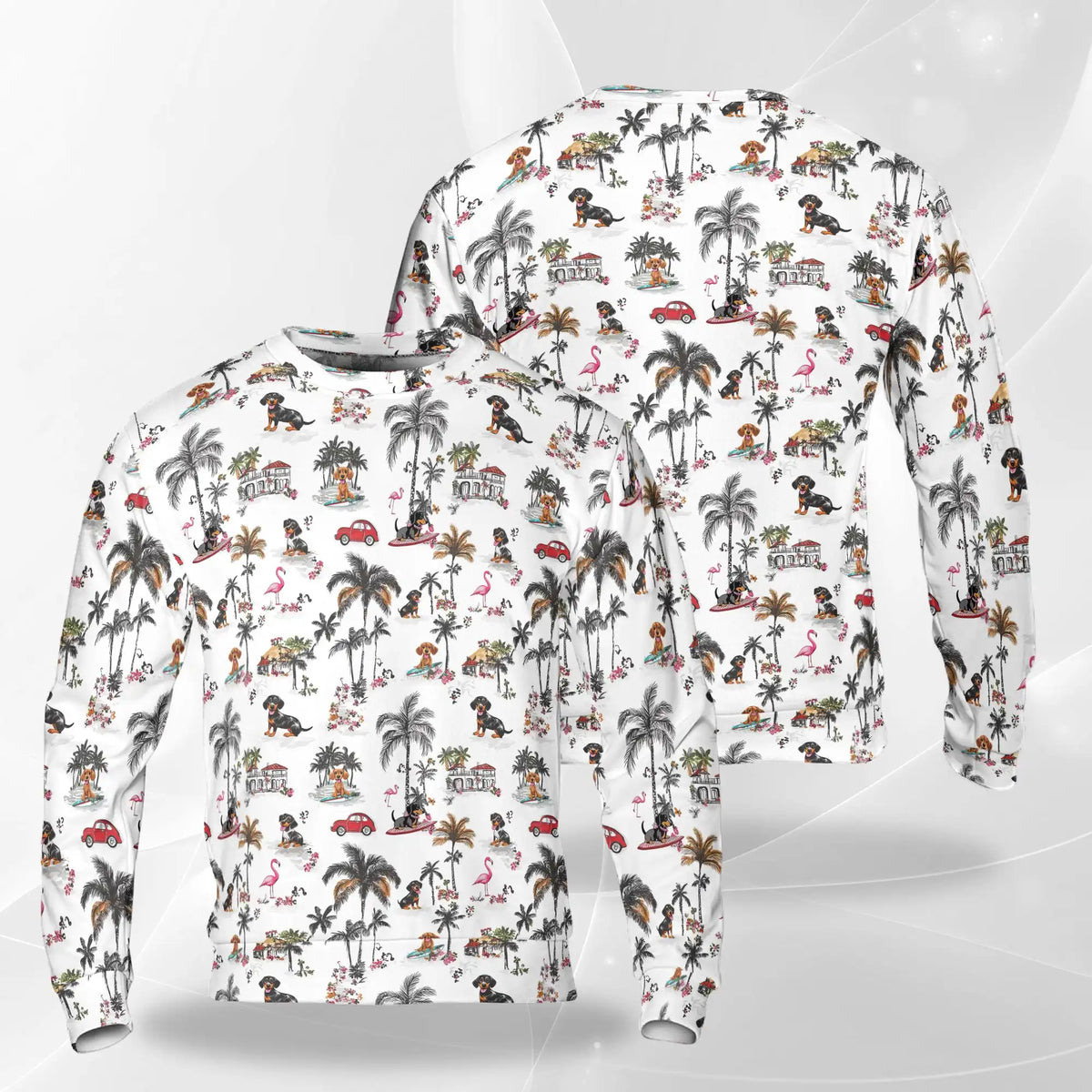 Dachshund Summer Beach Sweatshirt – Tropical 3D All Over Print Design
