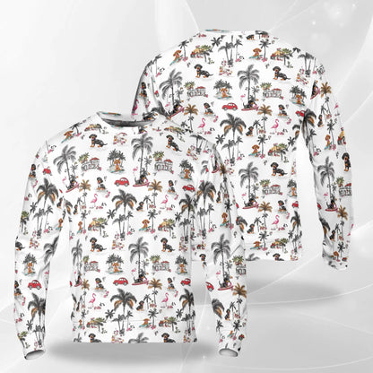 Dachshund Summer Beach Sweatshirt – Tropical 3D All Over Print Design