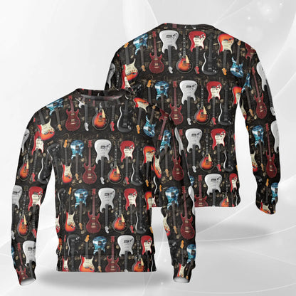 Electric Guitar Sweatshirt – Colorful Graphic 3D All Over Print Design