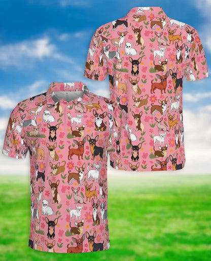 Cute Chihuahua Floral Pattern Polo Shirt | Azhawaiian