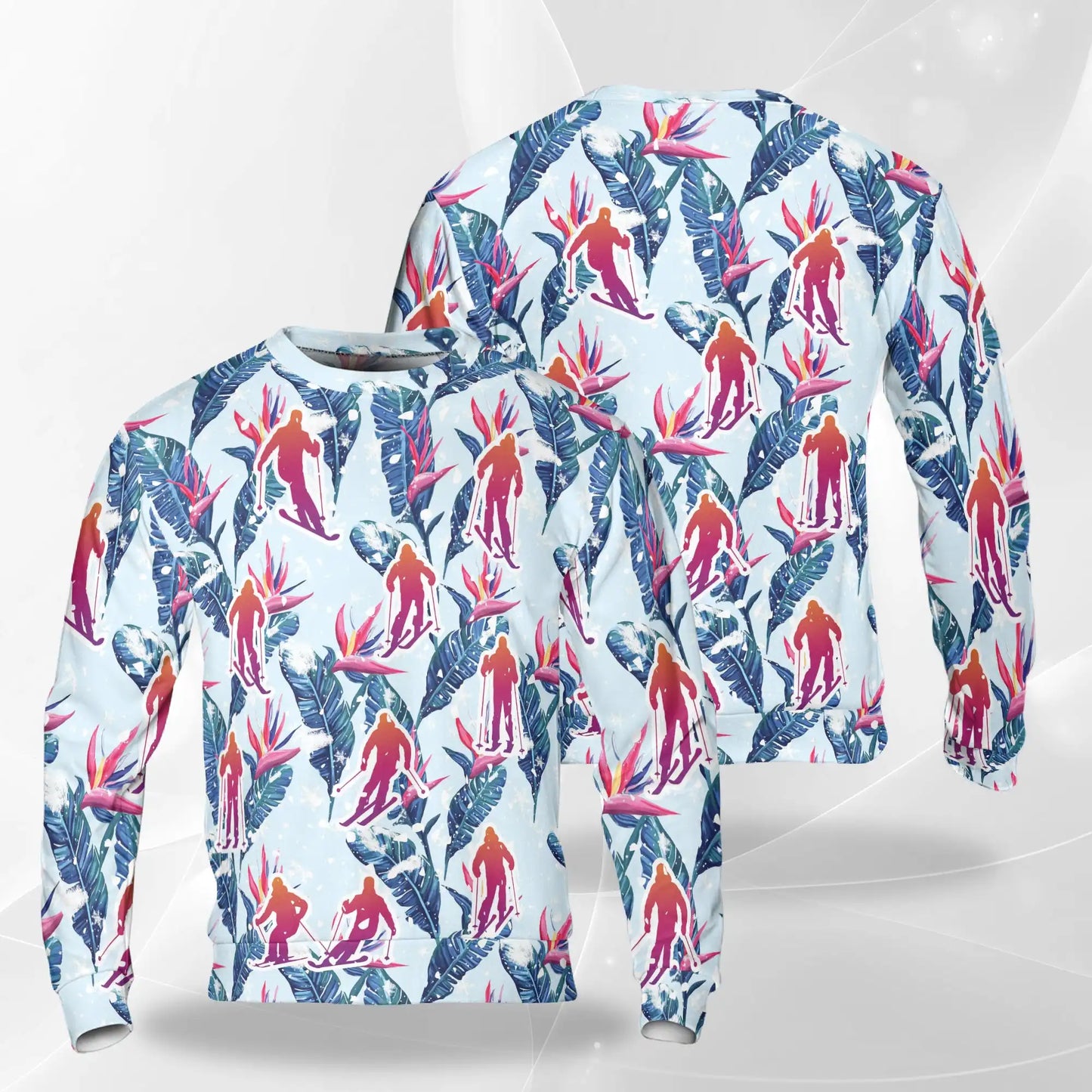 Skiing Palm Sweatshirt – Tropical 3D All Over Print Design