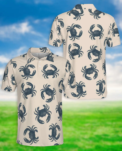 Crab Pattern Nautical 3D Polo Shirt for Men | Azhawaiian